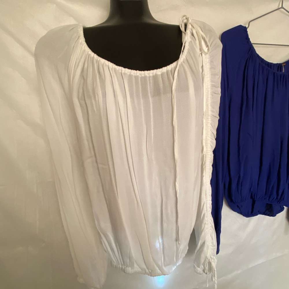 Free People // White ‘Soft & Flowy’ Tie Up Blouse